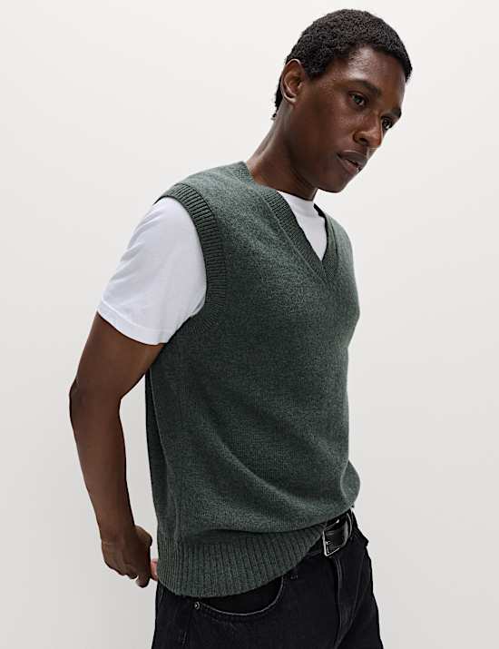 Lambswool Blend V-Neck Knitted Vest
