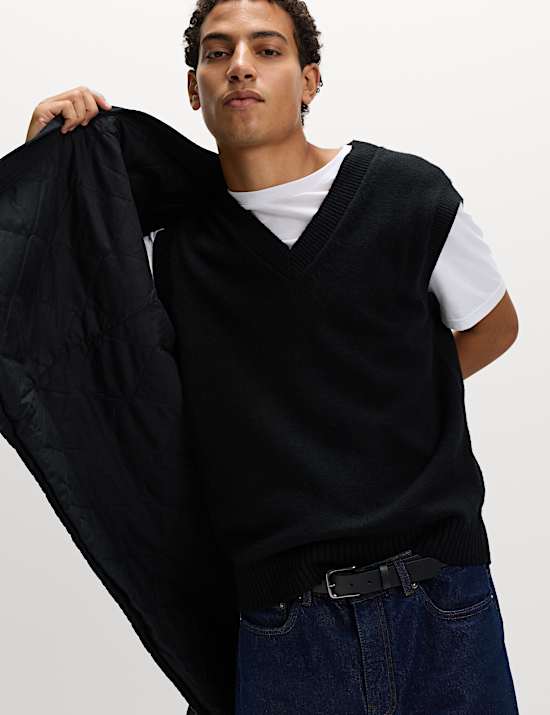 Lambswool Blend V-Neck Knitted Vest