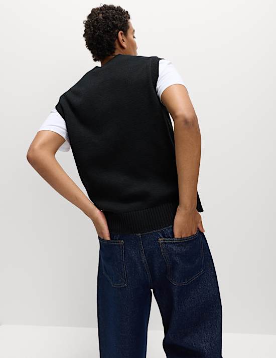 Lambswool Blend V-Neck Knitted Vest