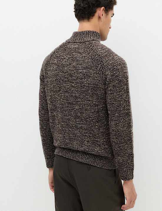 Sweter regular fit z mieszanki wełny owczej na p&oacute;łsuwak