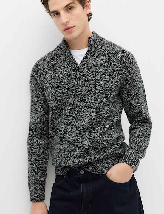 Lambswool Blend Regular Fit Half Zip Jumper