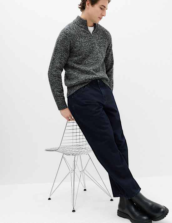 Lambswool Blend Regular Fit Half Zip Jumper