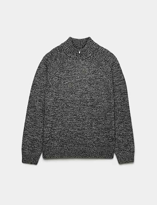 Lambswool Blend Regular Fit Half Zip Jumper