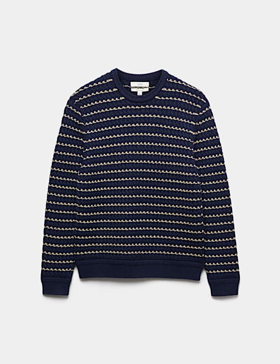 Wool Blend Striped Crew Neck Jumper