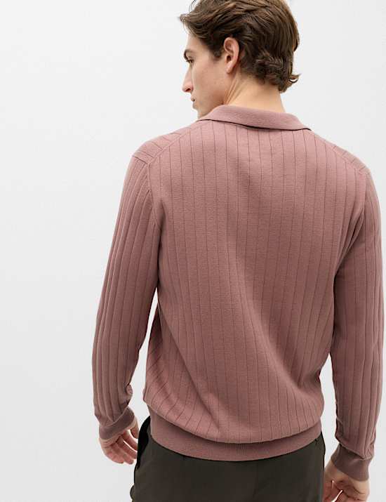 Polo &eacute;l&eacute;gant en maille de coton m&eacute;lang&eacute; c&ocirc;tel&eacute;