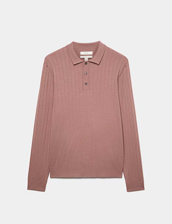 Polo &eacute;l&eacute;gant en maille de coton m&eacute;lang&eacute; c&ocirc;tel&eacute;