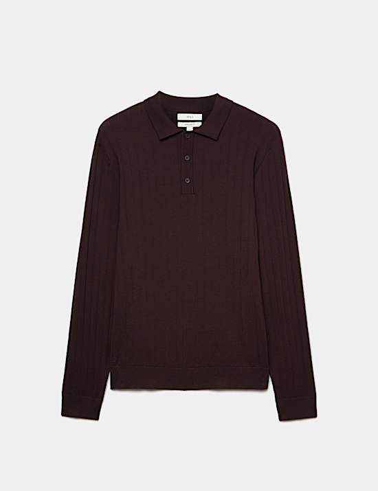 Polo &eacute;l&eacute;gant en maille de coton m&eacute;lang&eacute; c&ocirc;tel&eacute;