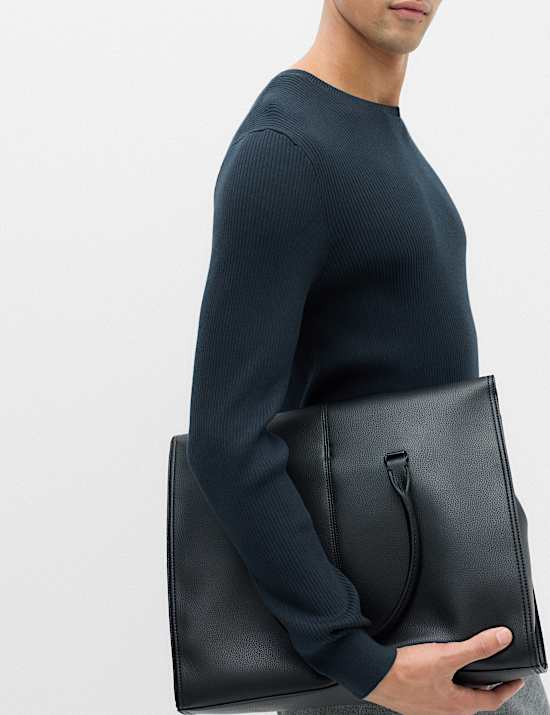 Cotton Blend Crew Neck Smart Jumper