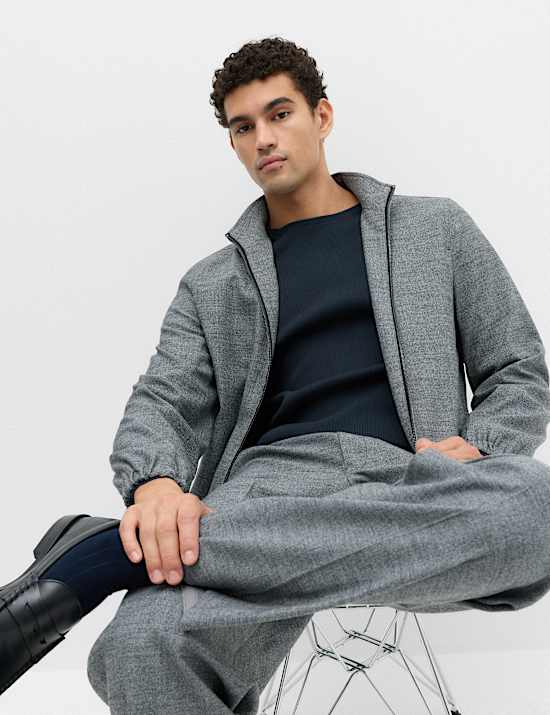 Cotton Blend Crew Neck Smart Jumper