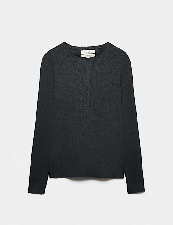 Cotton Blend Crew Neck Smart Jumper