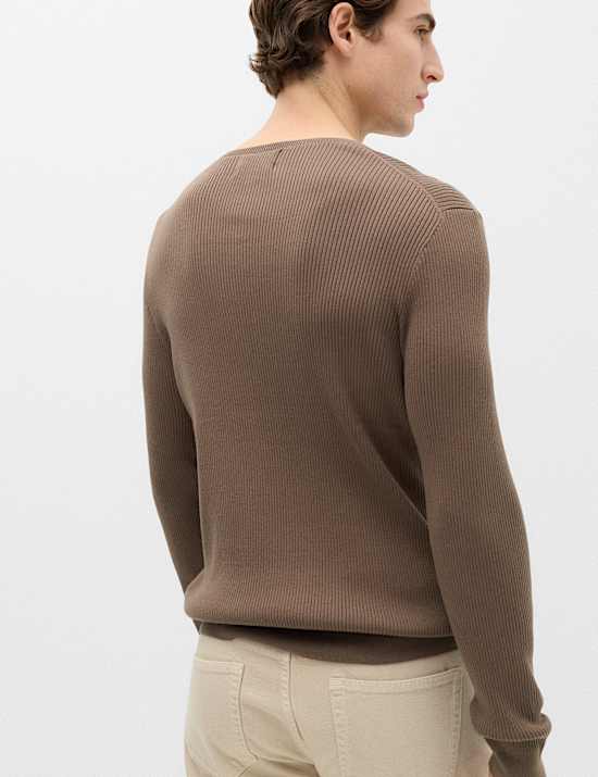 Pull &eacute;l&eacute;gant &agrave; col rond en coton m&eacute;lang&eacute;