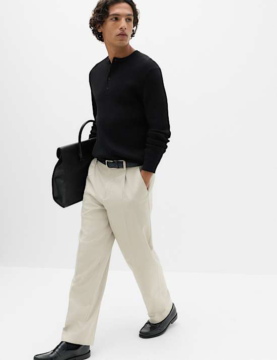 Cotton Blend Smart Henley Jumper