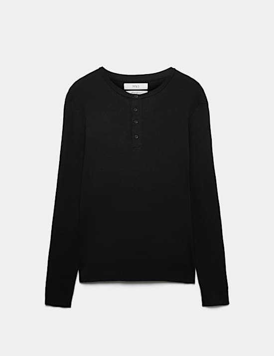 Cotton Blend Smart Henley Jumper