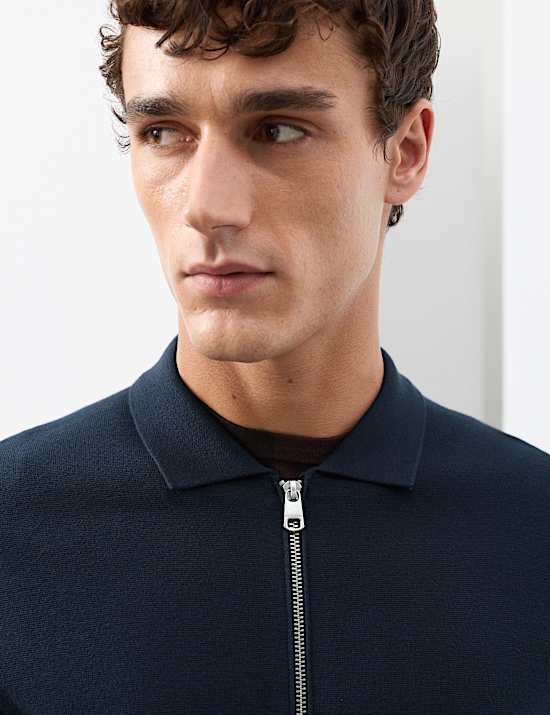 Milano-knit Zip up Knitted Jacket