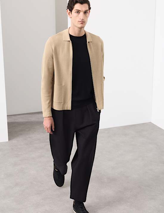 Milano-knit Zip up Knitted Jacket