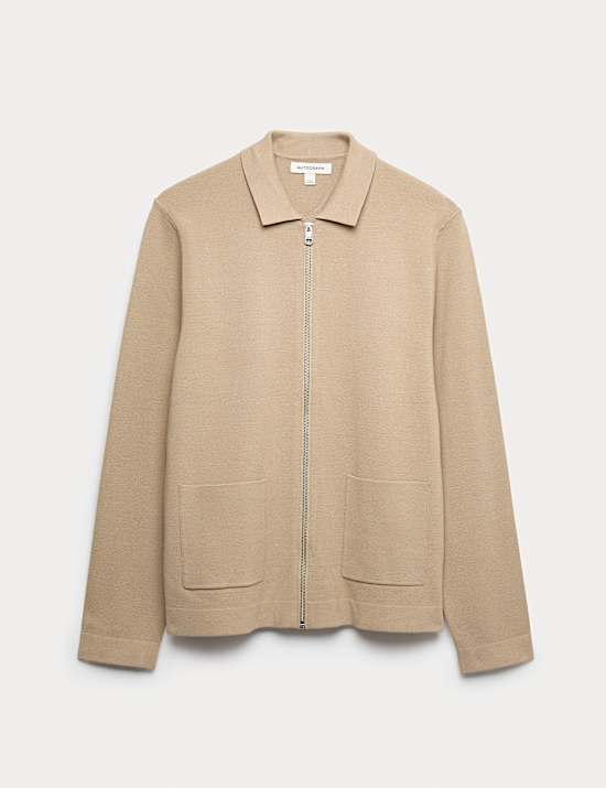 Milano-knit Zip up Knitted Jacket