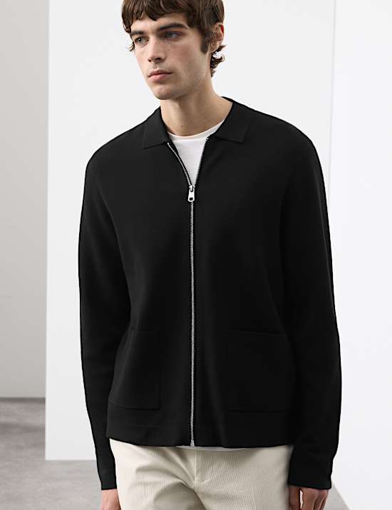 Milano-knit Zip up Knitted Jacket