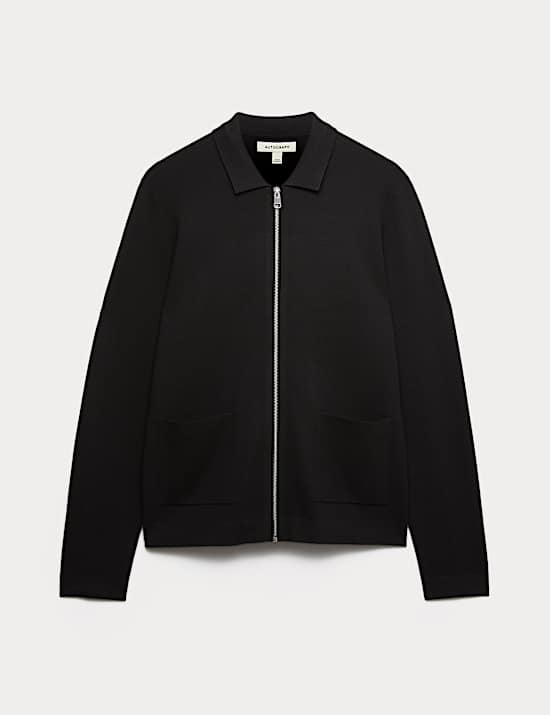 Milano-knit Zip up Knitted Jacket