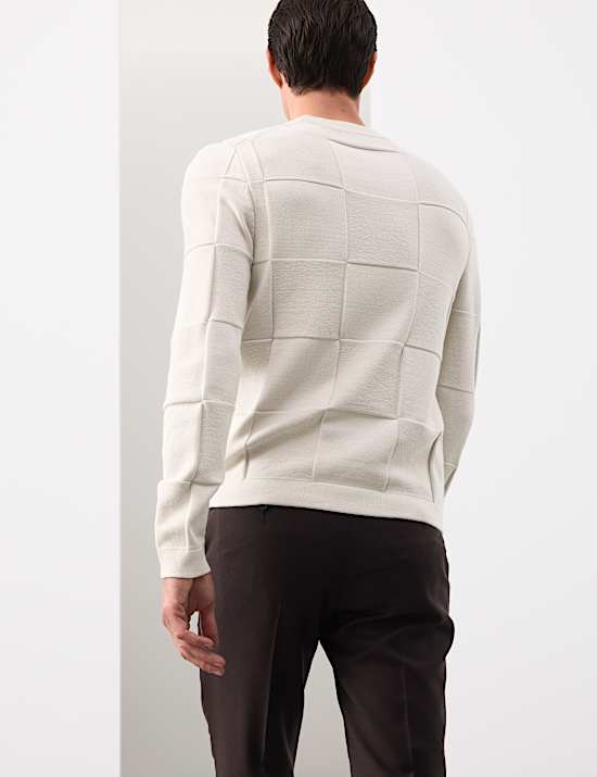 Textured Crew Neck Knitted Jumper