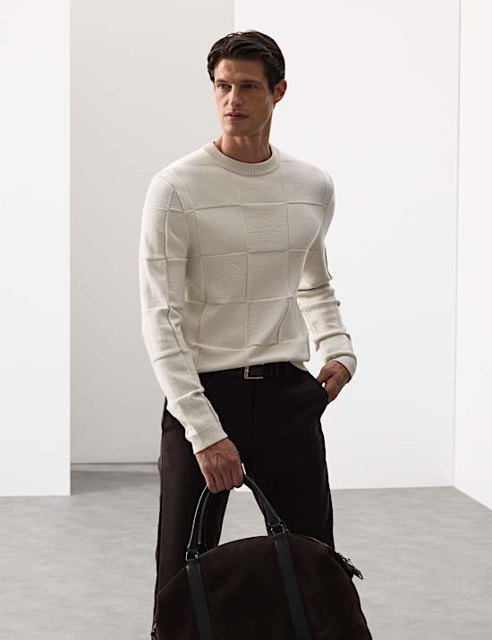 Textured Crew Neck Knitted Jumper