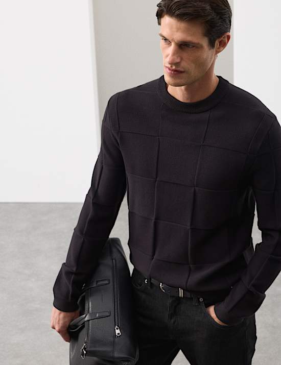 Jersey de punto y cuello redondo texturizado