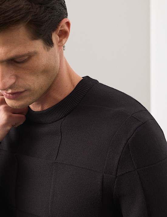 Jersey de punto y cuello redondo texturizado