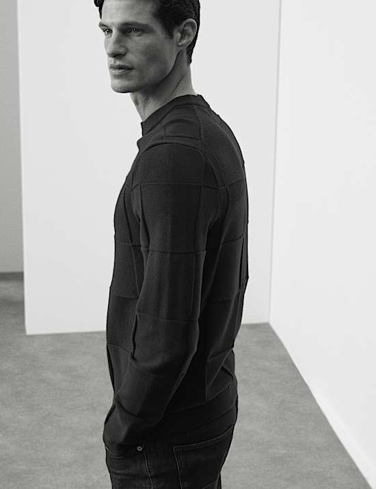 Jersey de punto y cuello redondo texturizado