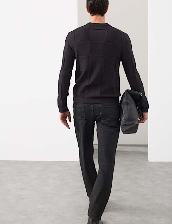 Jersey de punto y cuello redondo texturizado