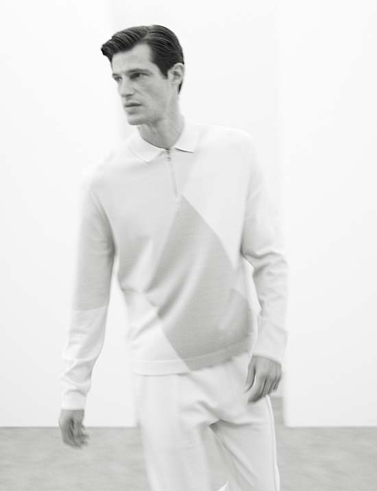 Half zip Long Sleeve Knitted Polo Shirt