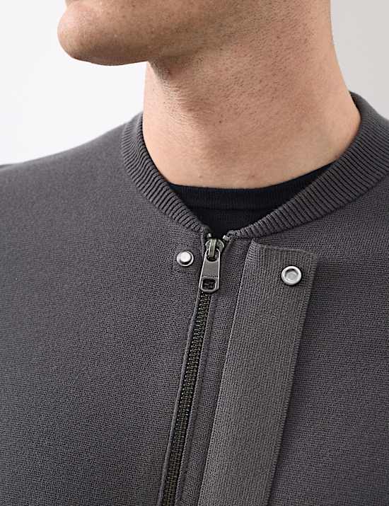 Blouson à col baseball en maille milano