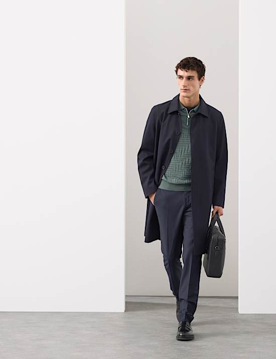 Polo en coton mercerisé à fermeture zippée mi-hauteur