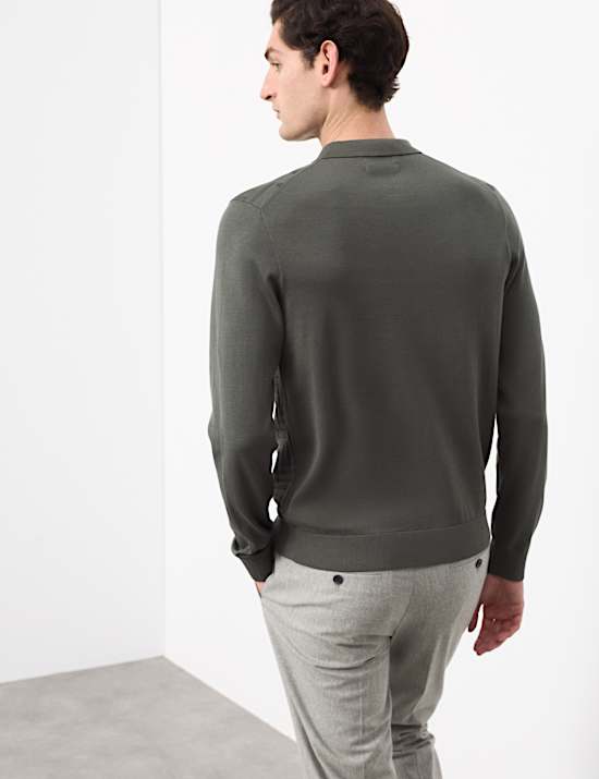 Mercerised Cotton Geometric Half Zip Polo