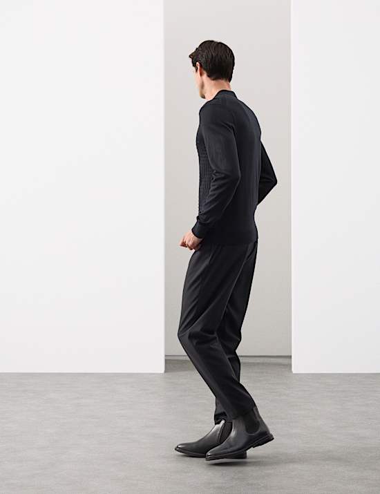 Mercerised Cotton Geometric Half Zip Polo