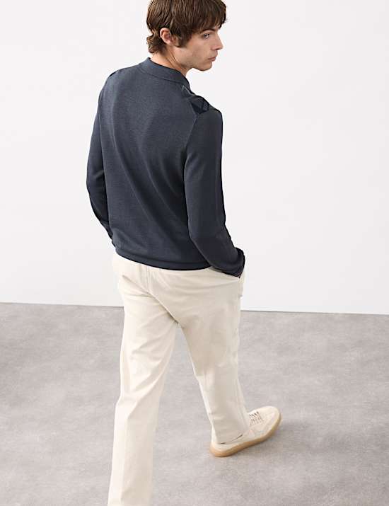 Poloshirt aus merzerisierter Baumwolle mit geometrischem Strickmuster