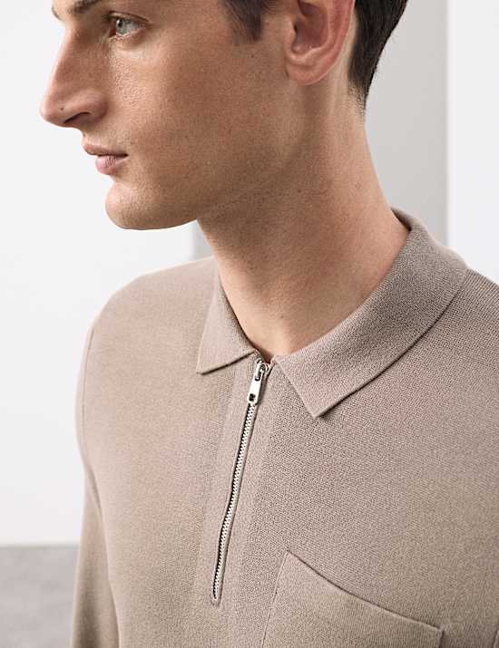 Milano Knit Relaxed Half Zip Polo Shirt