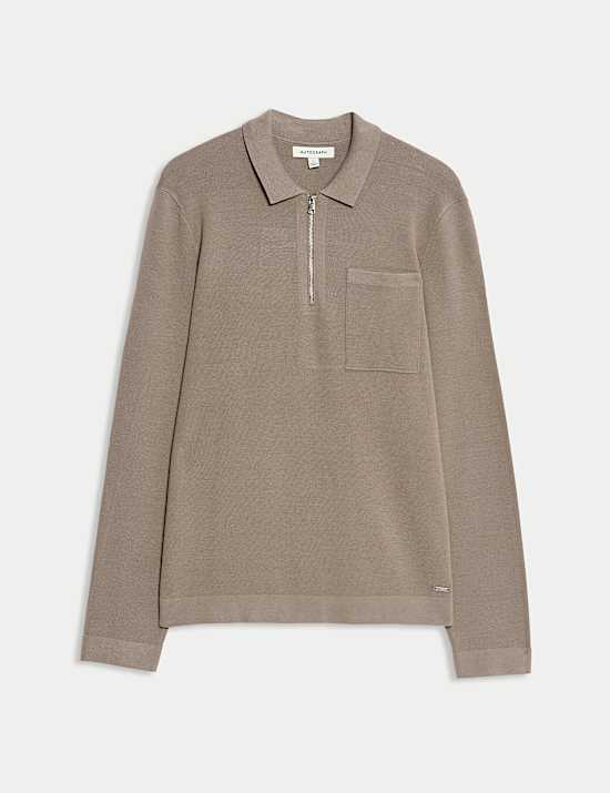 Milano Knit Relaxed Half Zip Polo Shirt