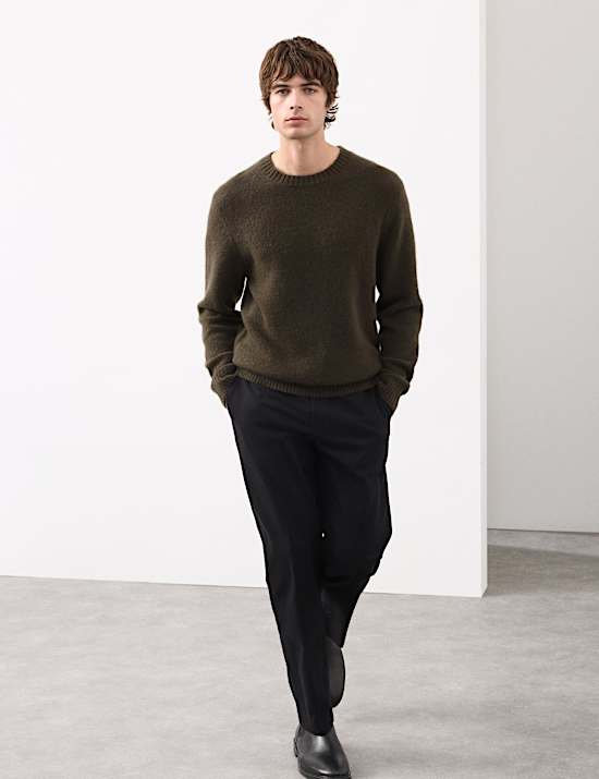 Pull coupe d&eacute;contract&eacute;e en m&eacute;lange laine m&eacute;rinos et mohair &agrave; col rond