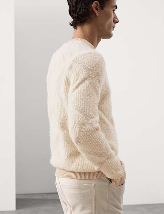 Pull en laine à motif géométrique et col rond