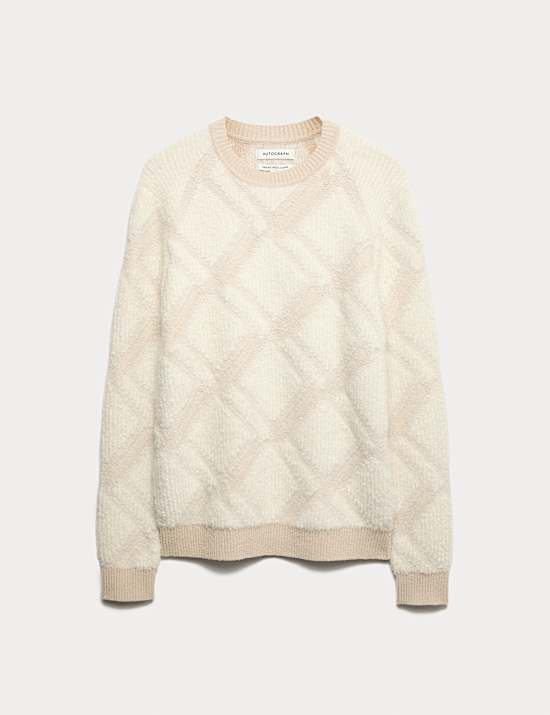 Pull en laine à motif géométrique et col rond