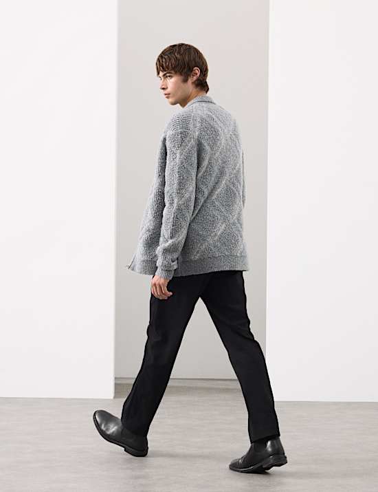 Veste en laine mérinos bouclée avec fermeture zippée