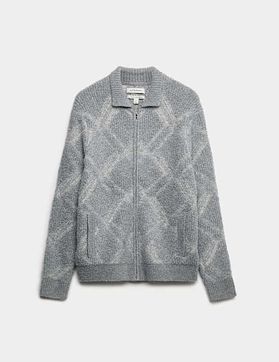 Veste en laine mérinos bouclée avec fermeture zippée