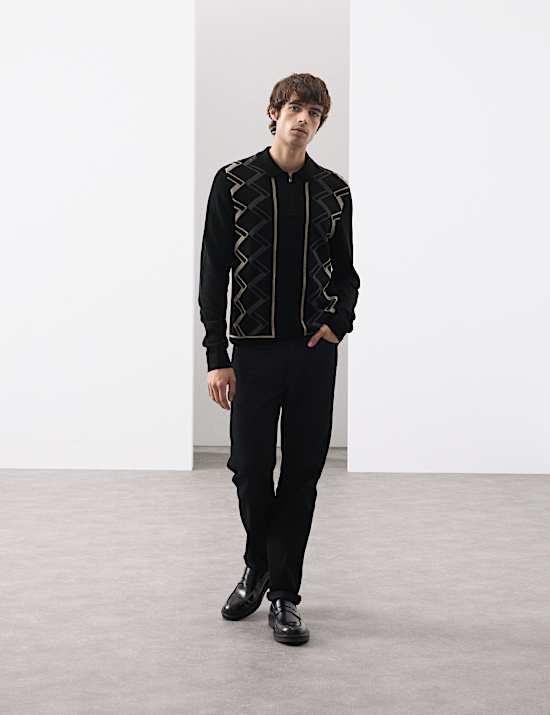 Poloshirt aus reiner merzerisierter Baumwolle in Knitter-Optik mit kurzem Reißverschluss