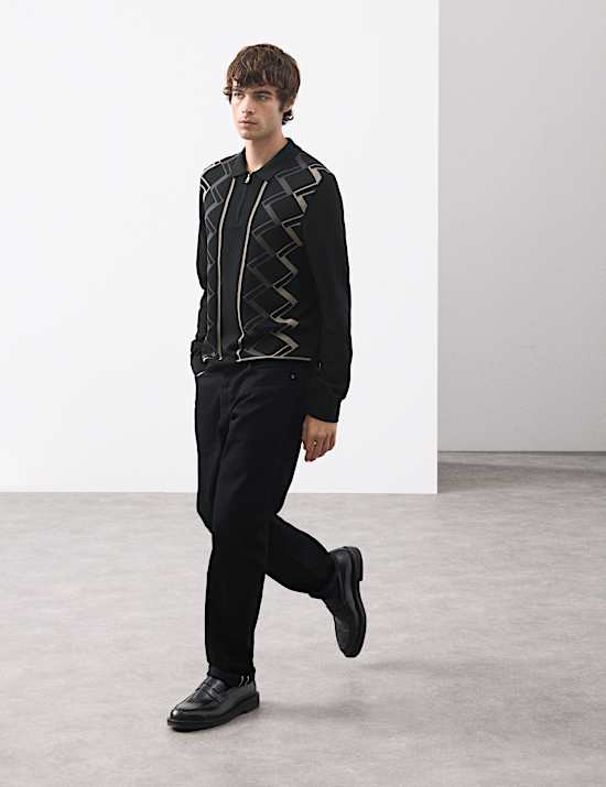 Poloshirt aus reiner merzerisierter Baumwolle in Knitter-Optik mit kurzem Reißverschluss