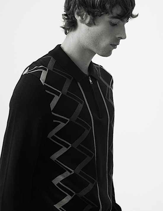 Poloshirt aus reiner merzerisierter Baumwolle in Knitter-Optik mit kurzem Reißverschluss