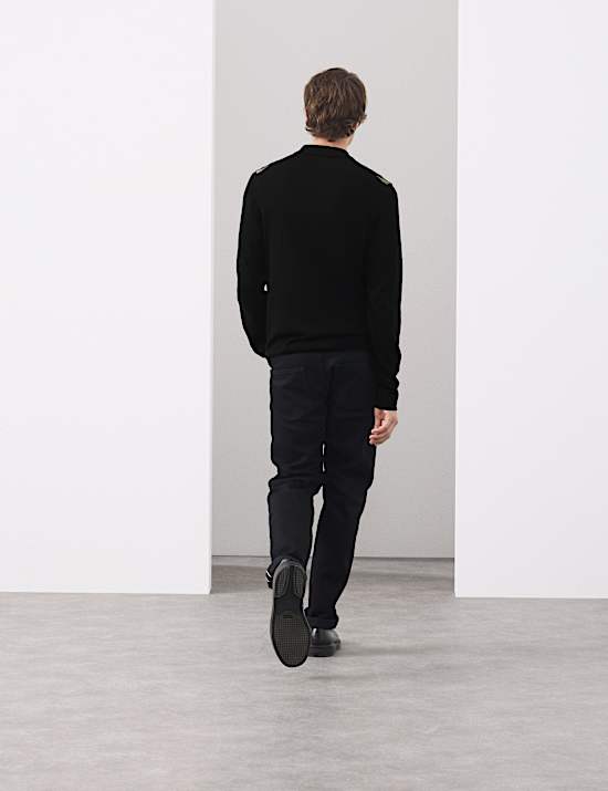 Poloshirt aus reiner merzerisierter Baumwolle in Knitter-Optik mit kurzem Reißverschluss