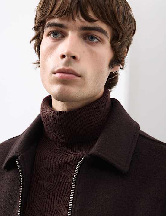 Pure Wool Wave Stitch Roll Neck Jumper
