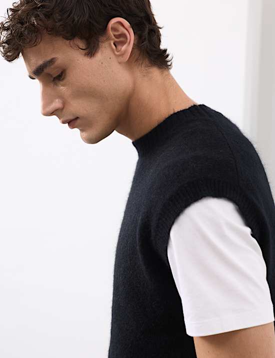 Merino Wool Rich Knitted Vest with Mohair