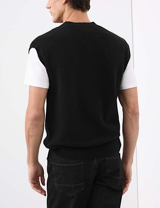 Merino Wool Rich Knitted Vest with Mohair