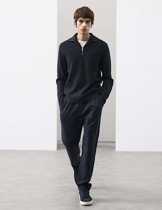 Milano-Knit Extended Funnel Neck Half Zip Jumper