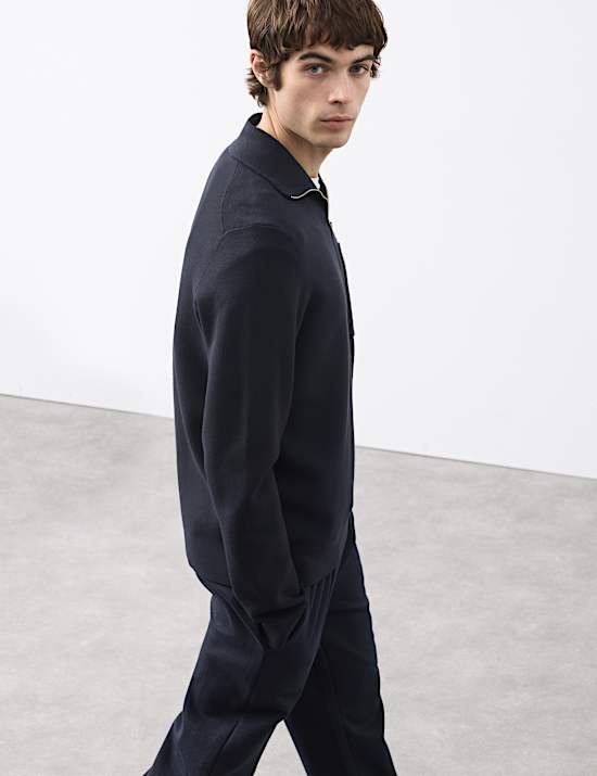 Milano-Knit Extended Funnel Neck Half Zip Jumper